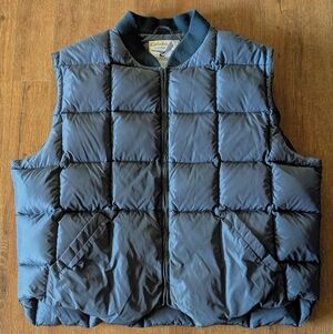 Vintage Cabelas Vest Mens XXL Blue Goose Down Full Zip